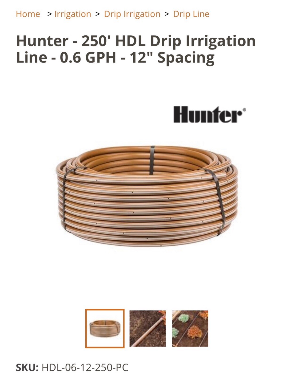 1/2 In. X 250 Ft. 1-GPH Pressure Compensating Emitter Tubing with 18 In. Spacing gallery