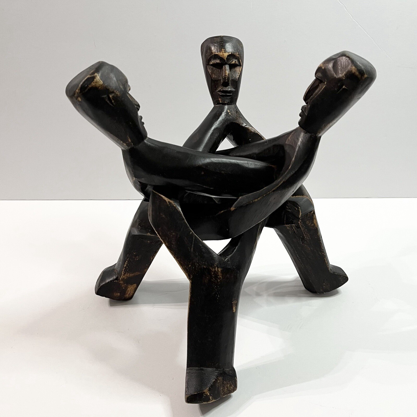 Wooden Interlocking Unity Carving Statue Figure Intertwined Pedestal Stand gallery