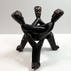Wooden Interlocking Unity Carving Statue Figure Intertwined Pedestal Stand