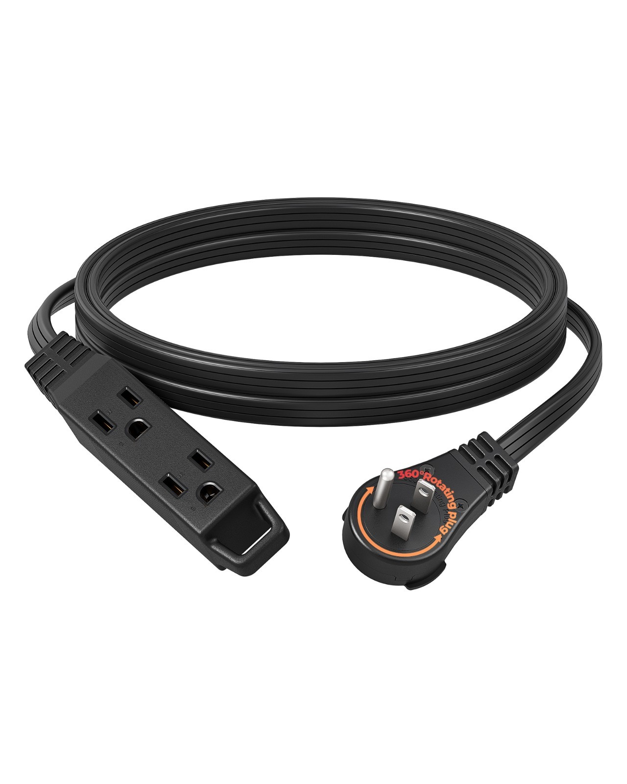 DEWENWILS 10FT Flat Plug Extension Cord, 360° Rotating Plug,13A/125V/1625W, ETL gallery