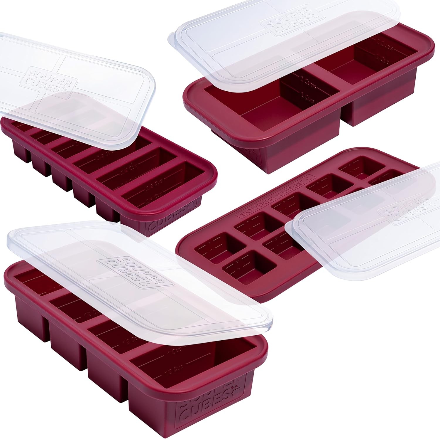 Souper Cubes Silicone Freezer Molds Gift Set 2 Tbsp 1/2 1 2 Cup Cranberry gallery