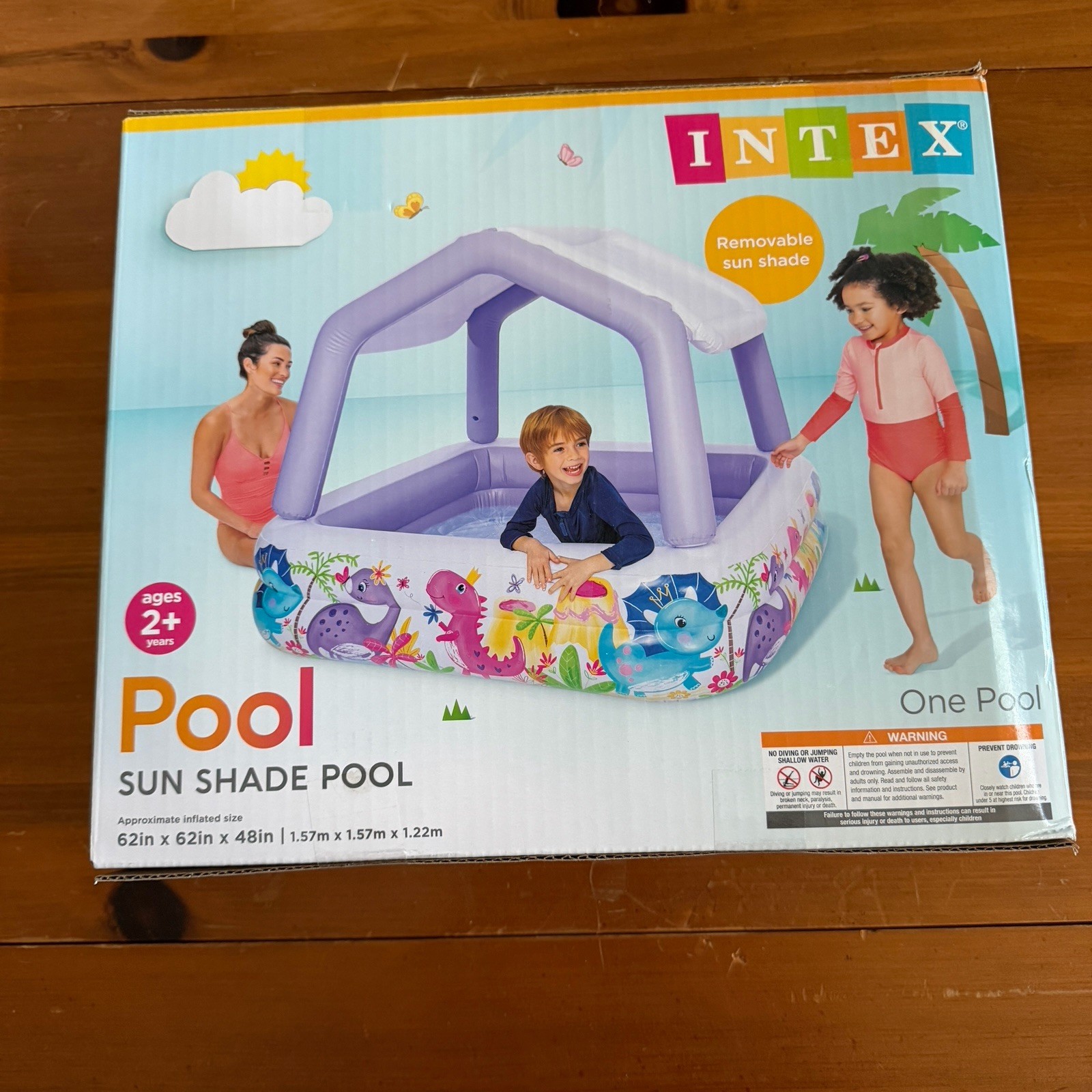 INTEX Inflatable Sun Shade Kids Swimming Pool with Canopy 62"x62"x48 gallery