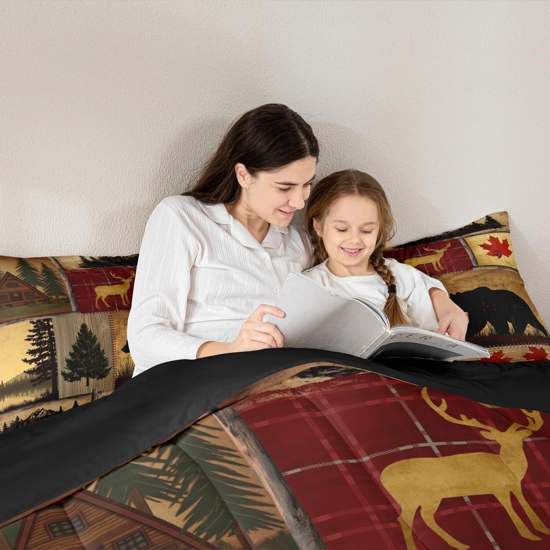 Erosebridal Patchwork Rustic Cabin Comforter Set Kingwoodland Animal Deer Bear gallery