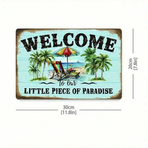 Retro Tin Sign Weatherproof Patio & Beach House Decor Coastal Wall Art gallery