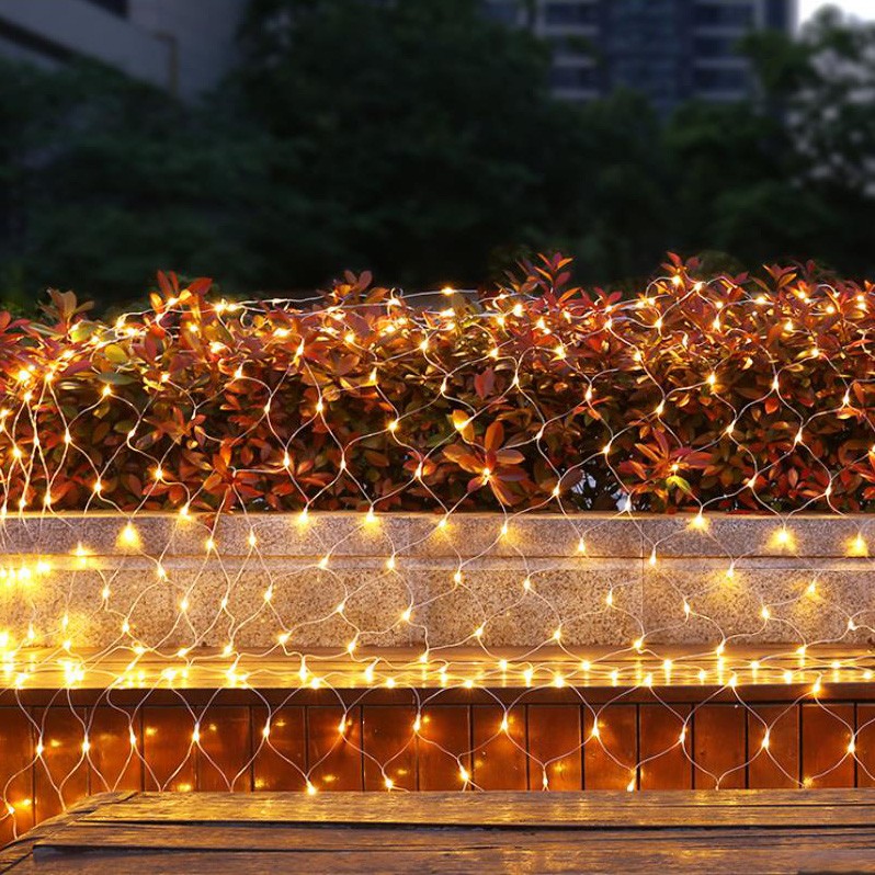 Solar US Plug LED Fairy String Net Lights Curtain Mesh Xmas Party Garden Outdoor gallery