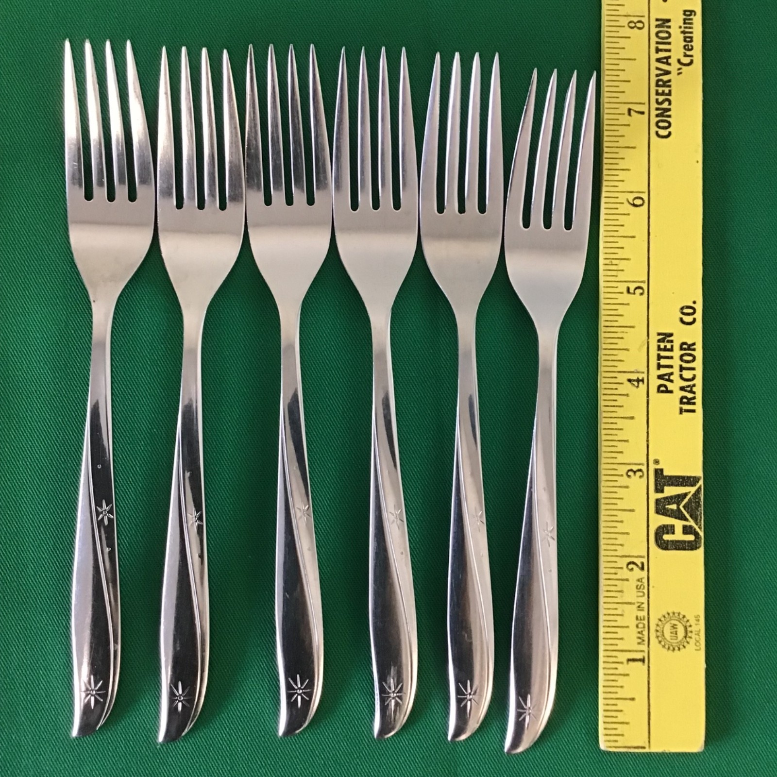 Oneida Community Twin Star Atomic Starburst Stainless Flatware 6 Dinner Forks gallery