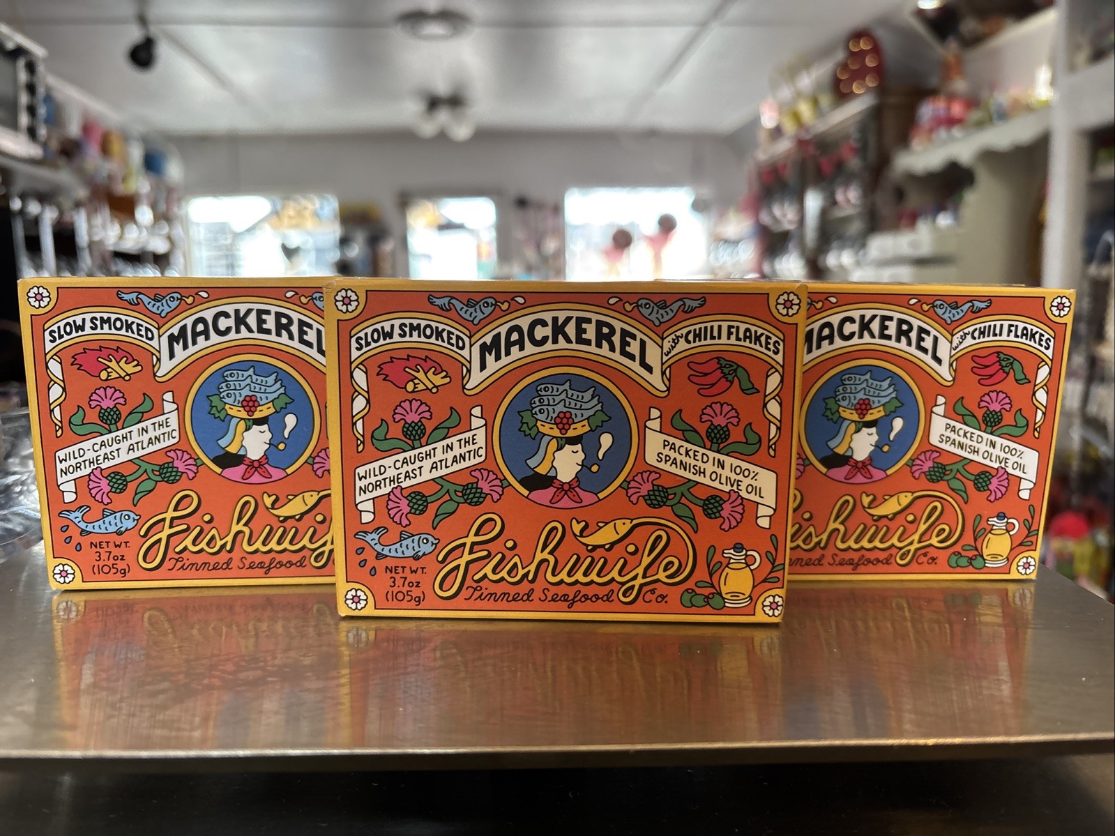 🐟 FishWife -Smoked Mackerel With Spicy Chili 🌶️ Flakes! Set Of 3 3.7oz Ea gallery