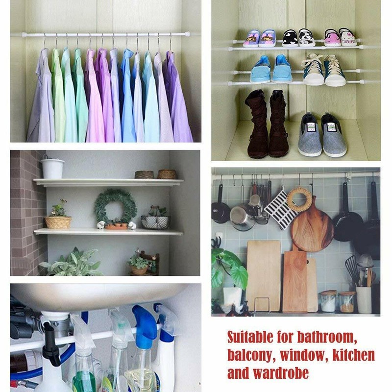 Adjustable Length Spring Loaded Tension Curtain Rod for Window Kitchen, Bathroom gallery