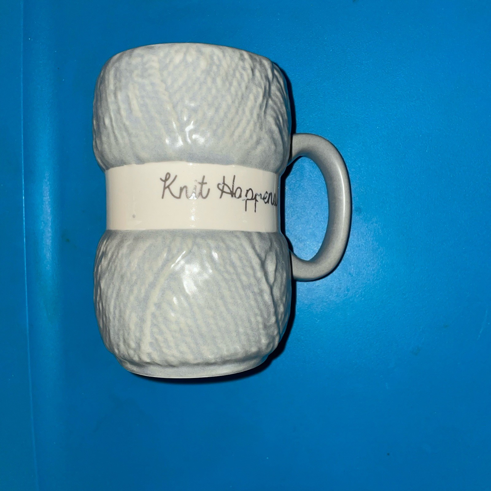 Knit Happens Ceramic Mug Knitting Crochet Gray Yarn Shaped Slay the Mundane gallery