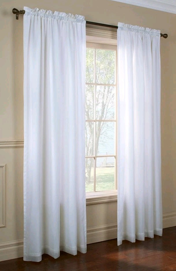 2 Panels Thermavoile Rod Pocket Rhapsody Lined Energy Efficient 54"X72" / White gallery