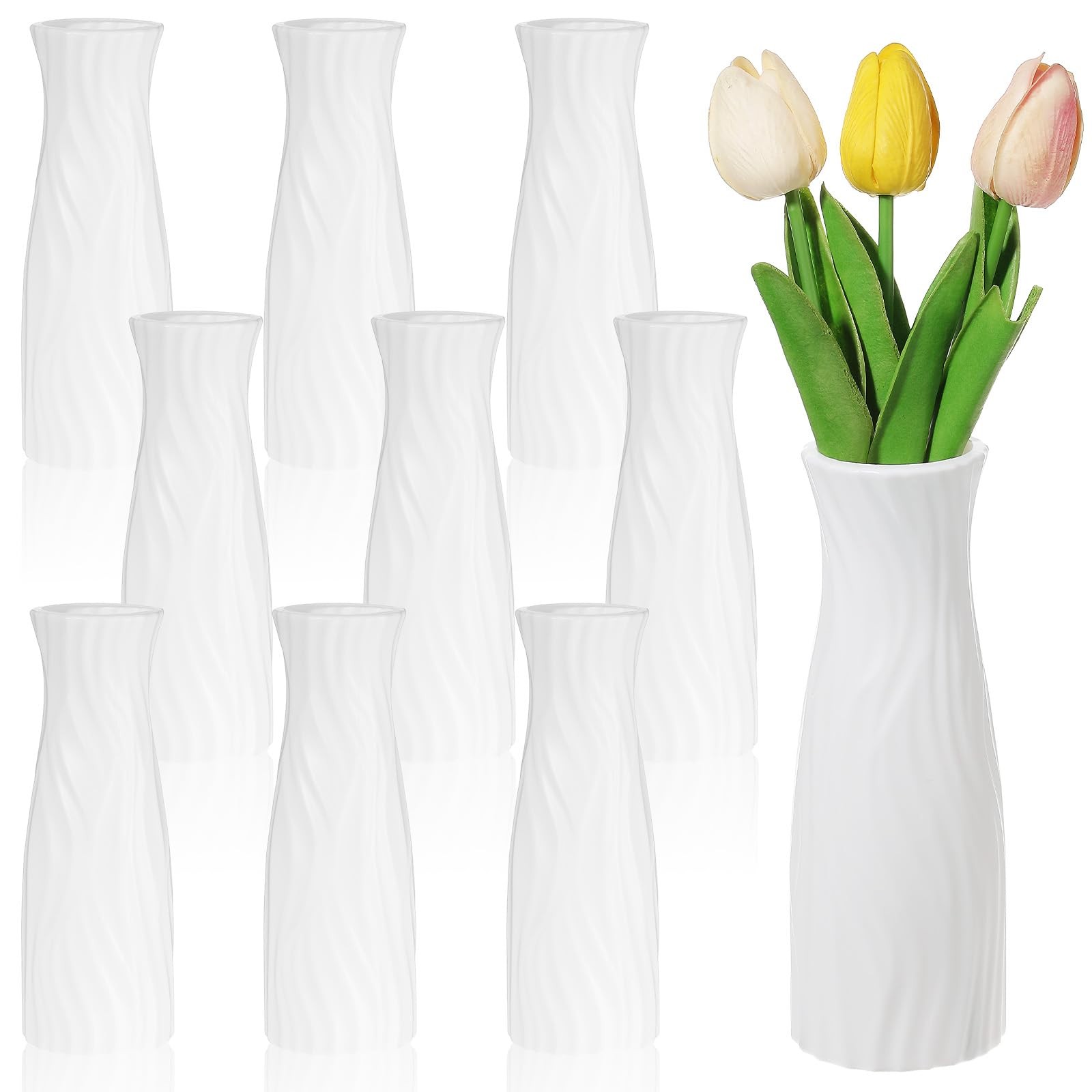 8 Tall Conic White Unbreakable Composite Plastic Table Floral Vase 10 PCS gallery