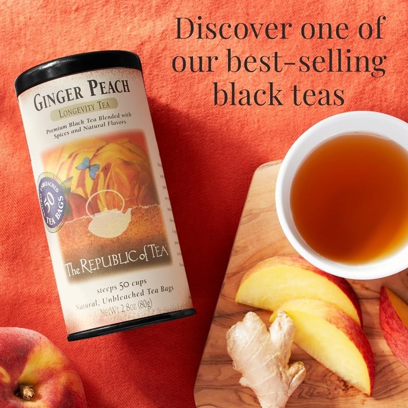 50 Count Ginger Peach Black Tea - Invigorating Caffeine with Health Benefits gallery