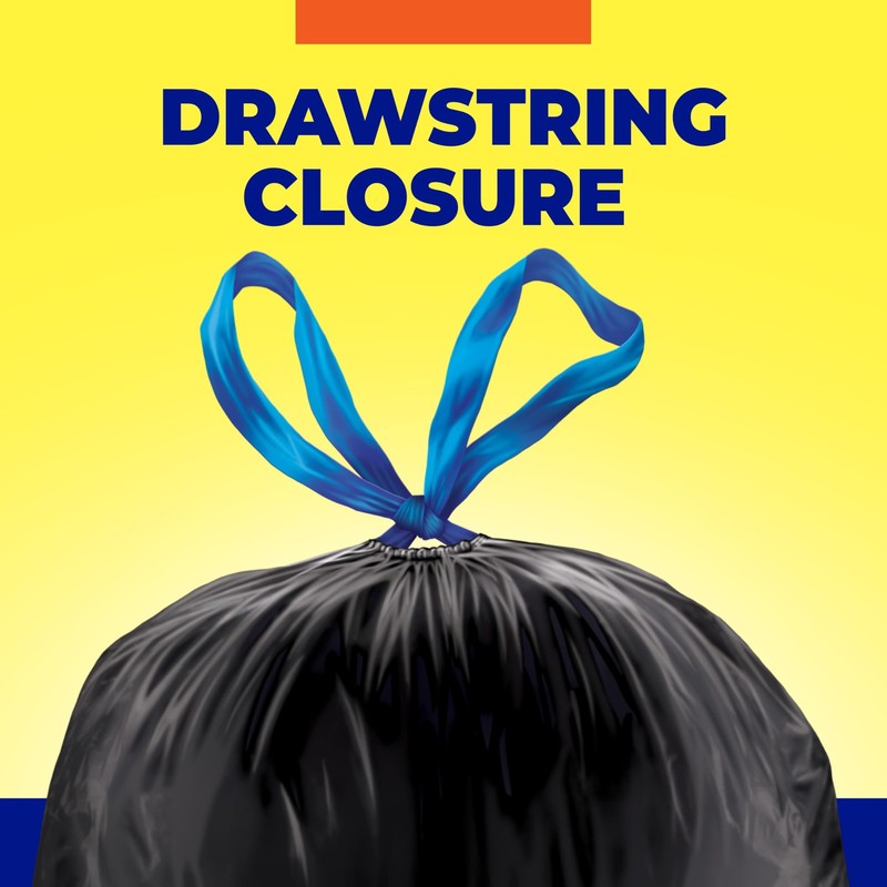Hefty Essentials Drawstring 30 Gallon Trash Bags 56 Count Bulk Black Garbage gallery