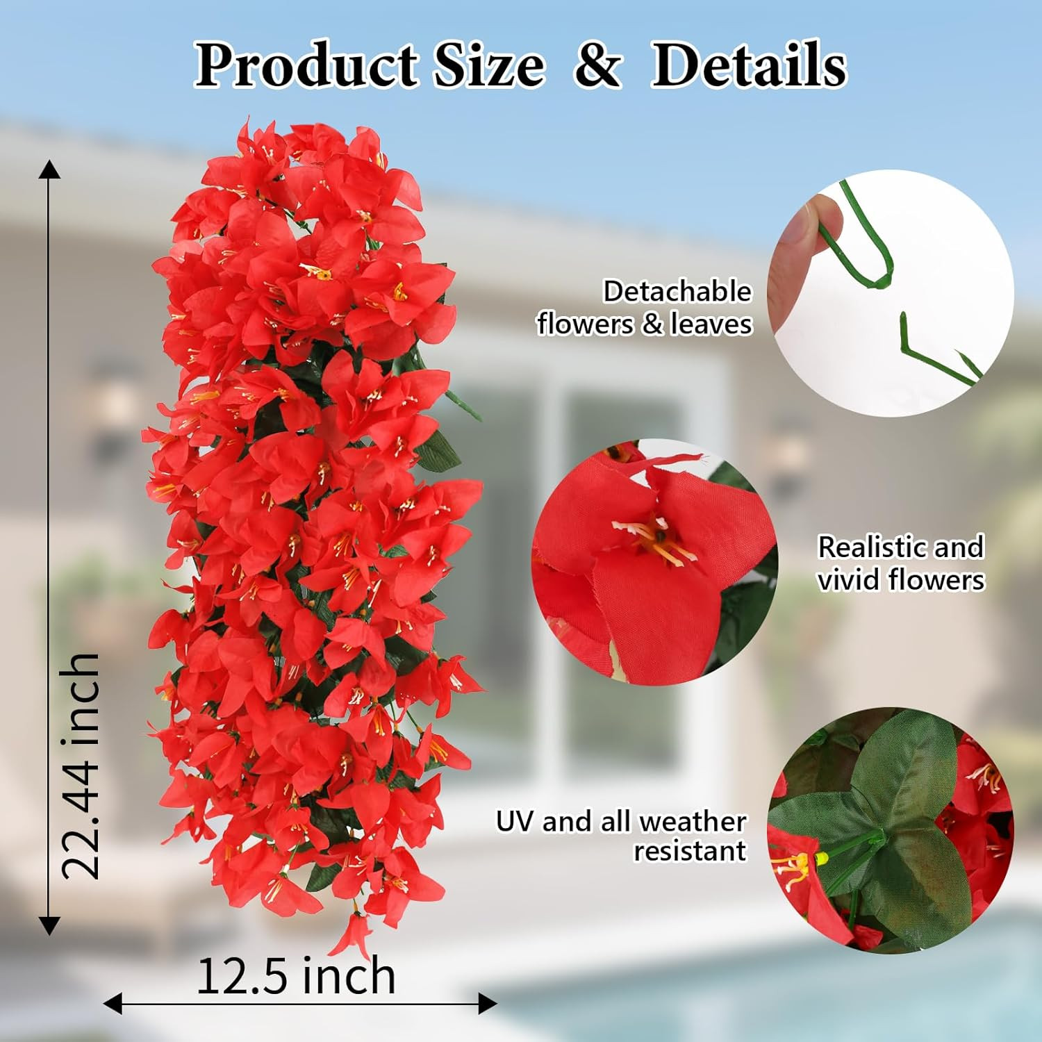 2 PCS Bougainvillea Artificial Faux Flowers Plants for Outdoor outside Decoratio gallery