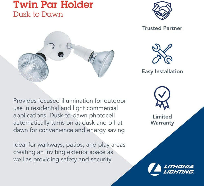 Adjustable Dusk Dawn Security Light, Twin Par Outdoor Flood Light Holder, Photoc gallery