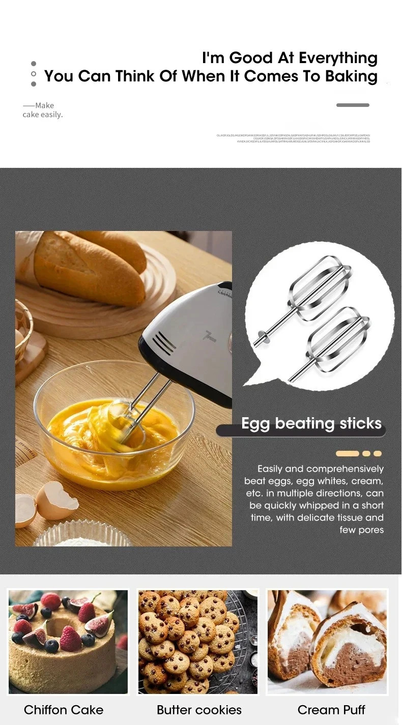 7-Speed Electric Hand Mixer Automatic Blender for Cream, Egg, Cake gallery