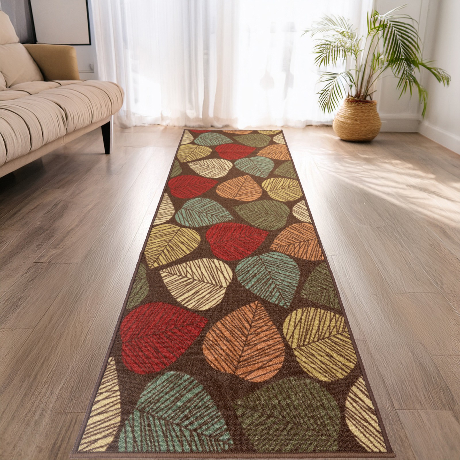Custom Size Leaves Design Hallway Slip Resistant Runner Rug gallery