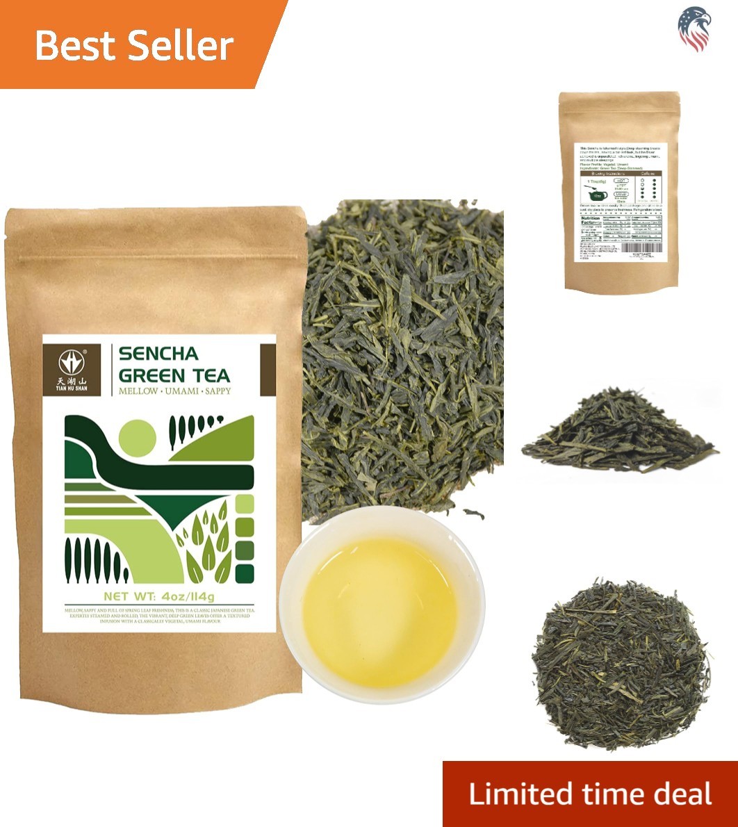Japanese Green Tea - Organic Sencha Loose Leaf, 4 Ounce for Flavorful Infusions gallery
