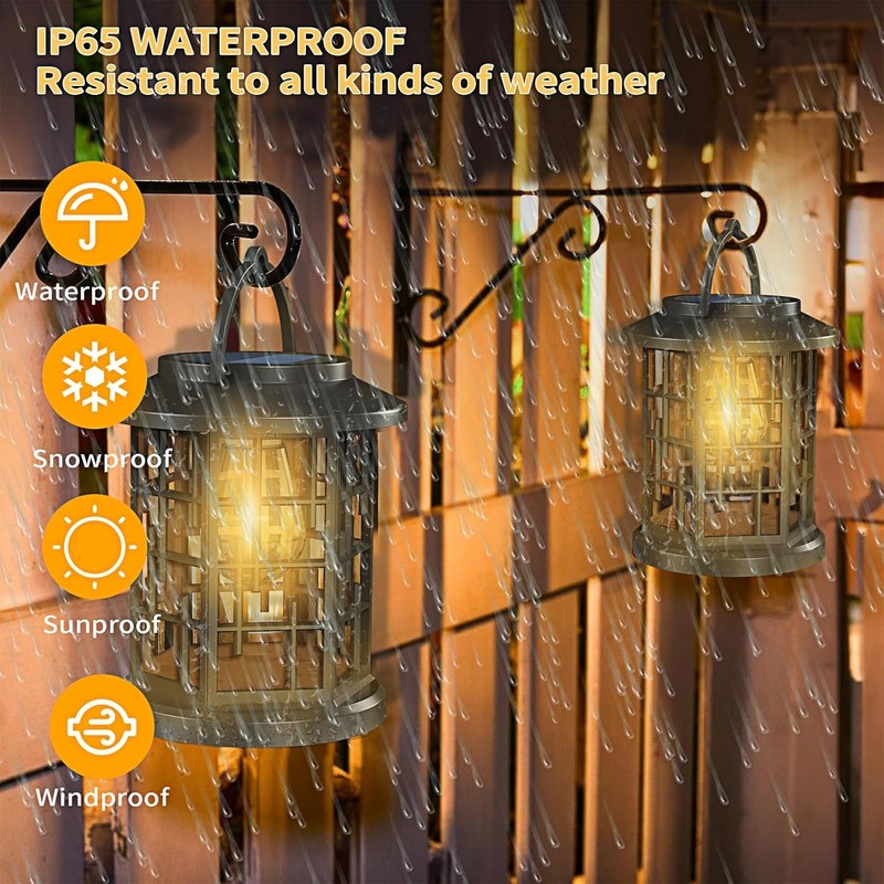 2 Pack Solar Powered Waterproof Outdoor Hanging Lanterns - Warm White Solar LED gallery