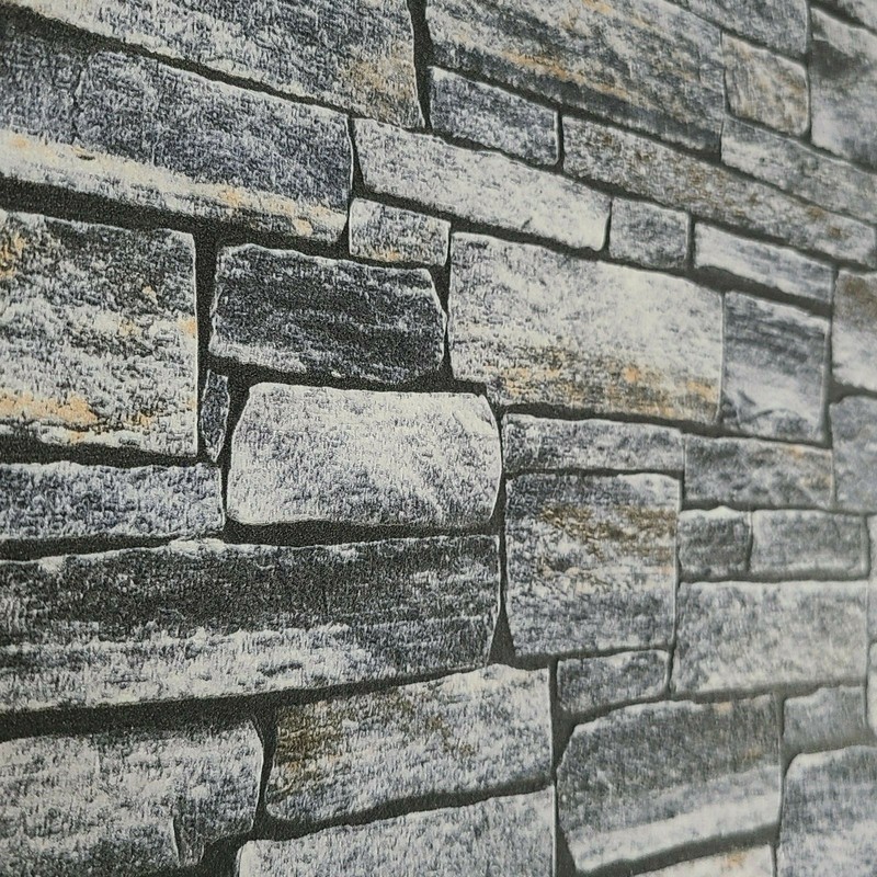 Violet blue black Modern Wallpaper Rolls 3D Textured Brick Stone wallcoverings gallery
