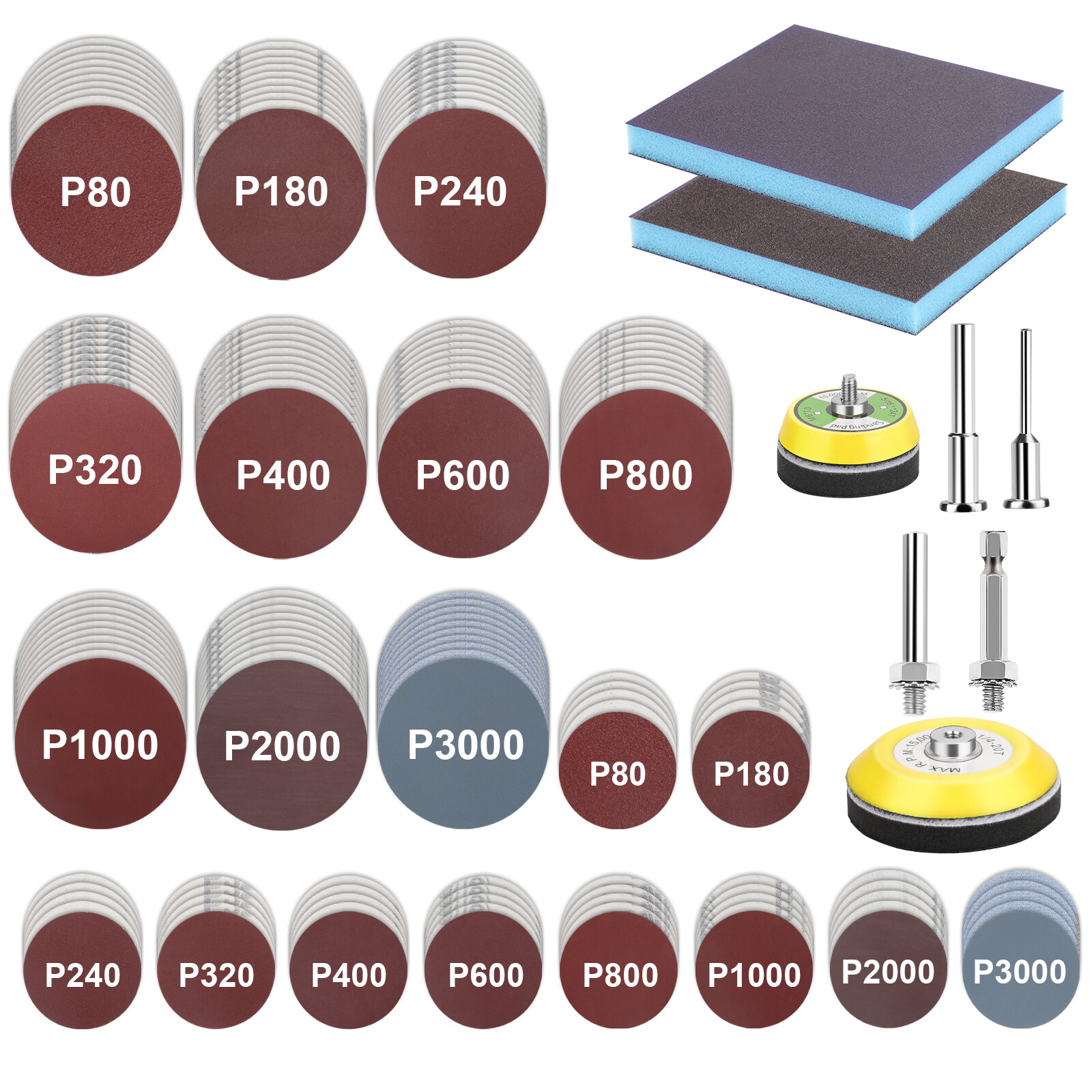 160pcs Sanding Discs Set 2/3" 80-3000 Grit Sandpapers Backup Pads for Drill gallery