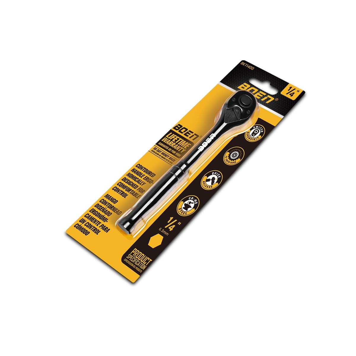 1/4-Inch Drive Ratchet Wrench, Quick-Release Reversible Ratchet Wrench, Titanium gallery