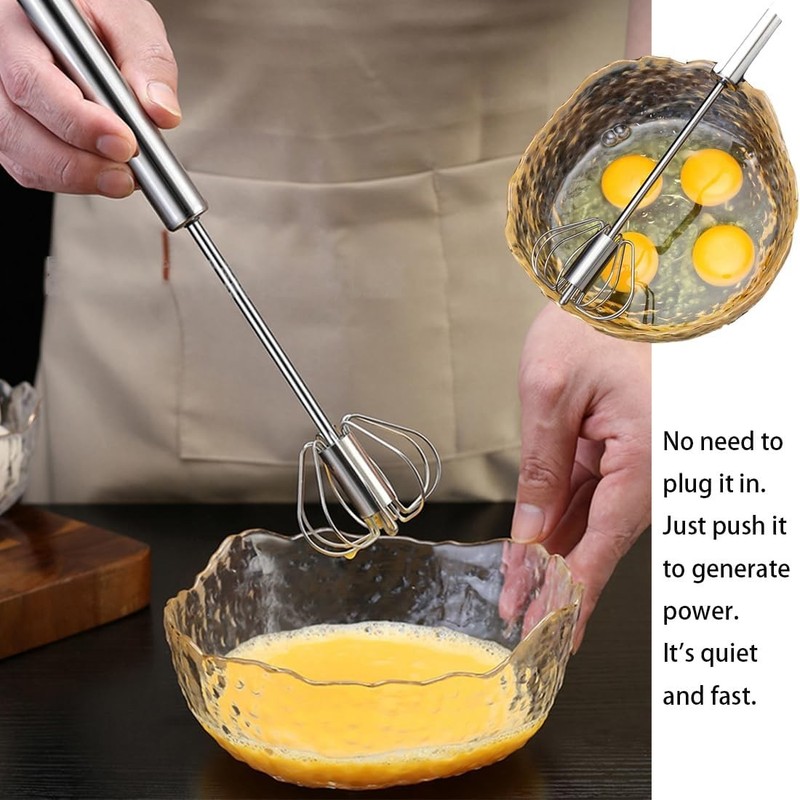 Semi-Automatic Egg Whisk Hand Push Egg Beater Stainless Steel Blender Mixer Whis gallery