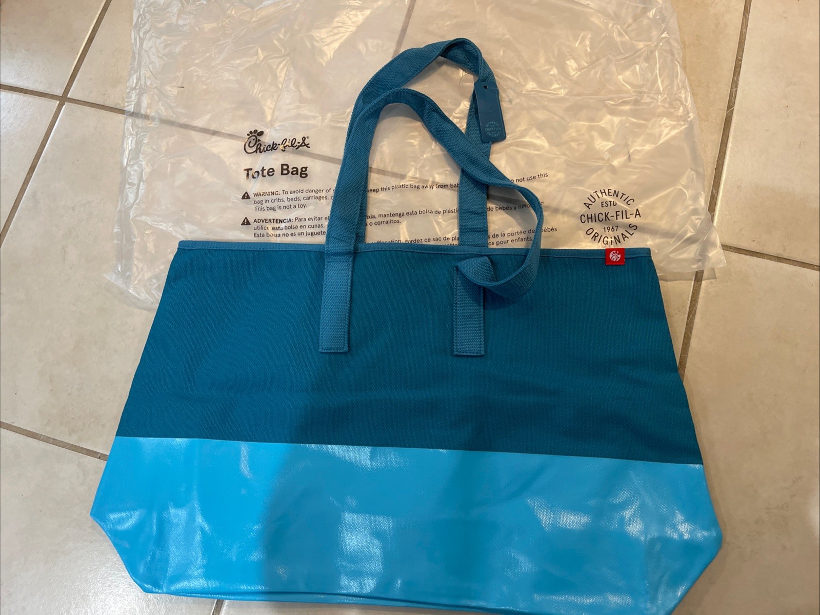 RARE Chick-fil-A Blue Garden Herb Ranch Sauce Themed Oversized Tote Bag - NEW gallery