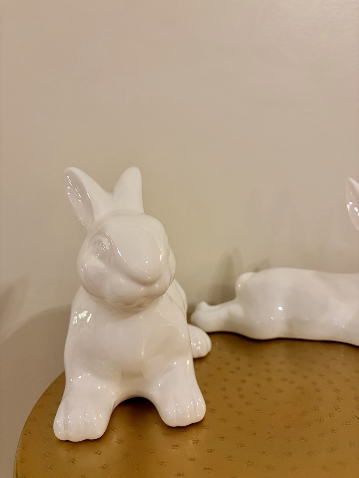 Easter Bunny Figurines Rabbits Ceramic White My Texas House Set Of 2 gallery