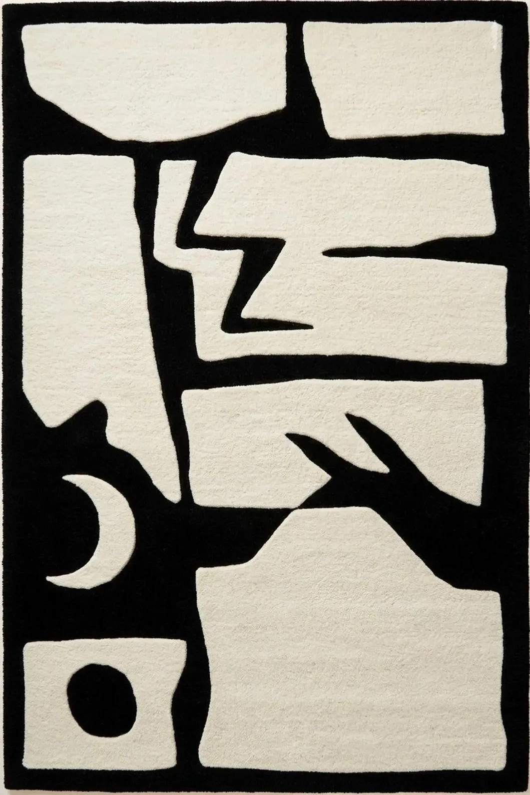 Hand Tufted Wool Rug: Abstract Black White Modern Area Carpet – Minimalist Boho gallery