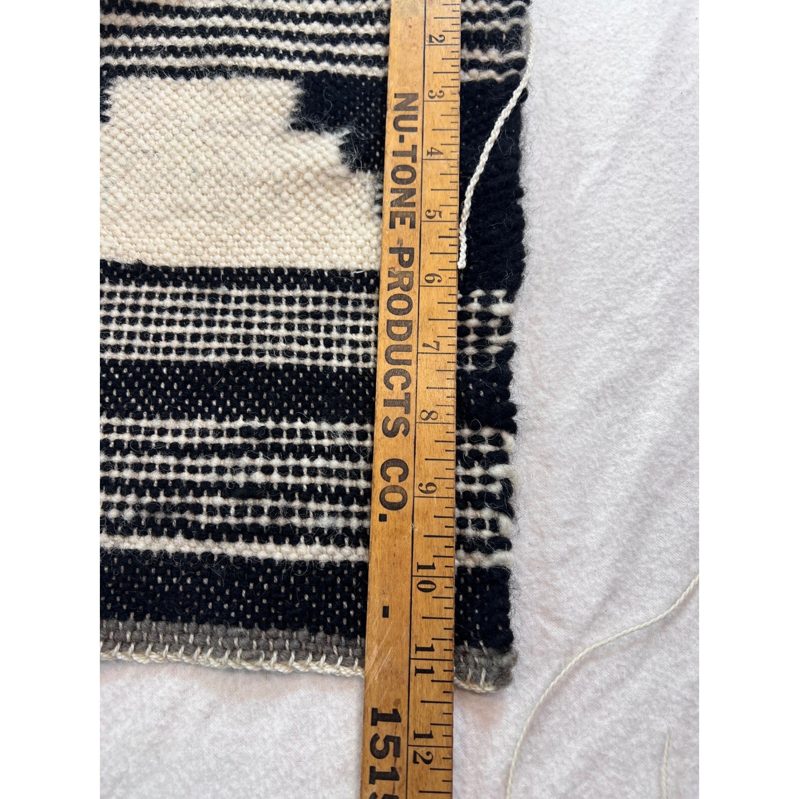 Handwoven Wool Geometric Textile Black White Southwestern Small Rug Wall Hanging gallery