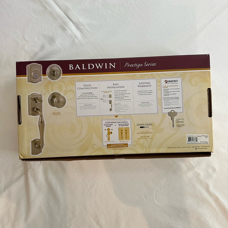 Baldwin Prestige Series Matte silver Deadbolt Cylinder Front Door Handle Set gallery