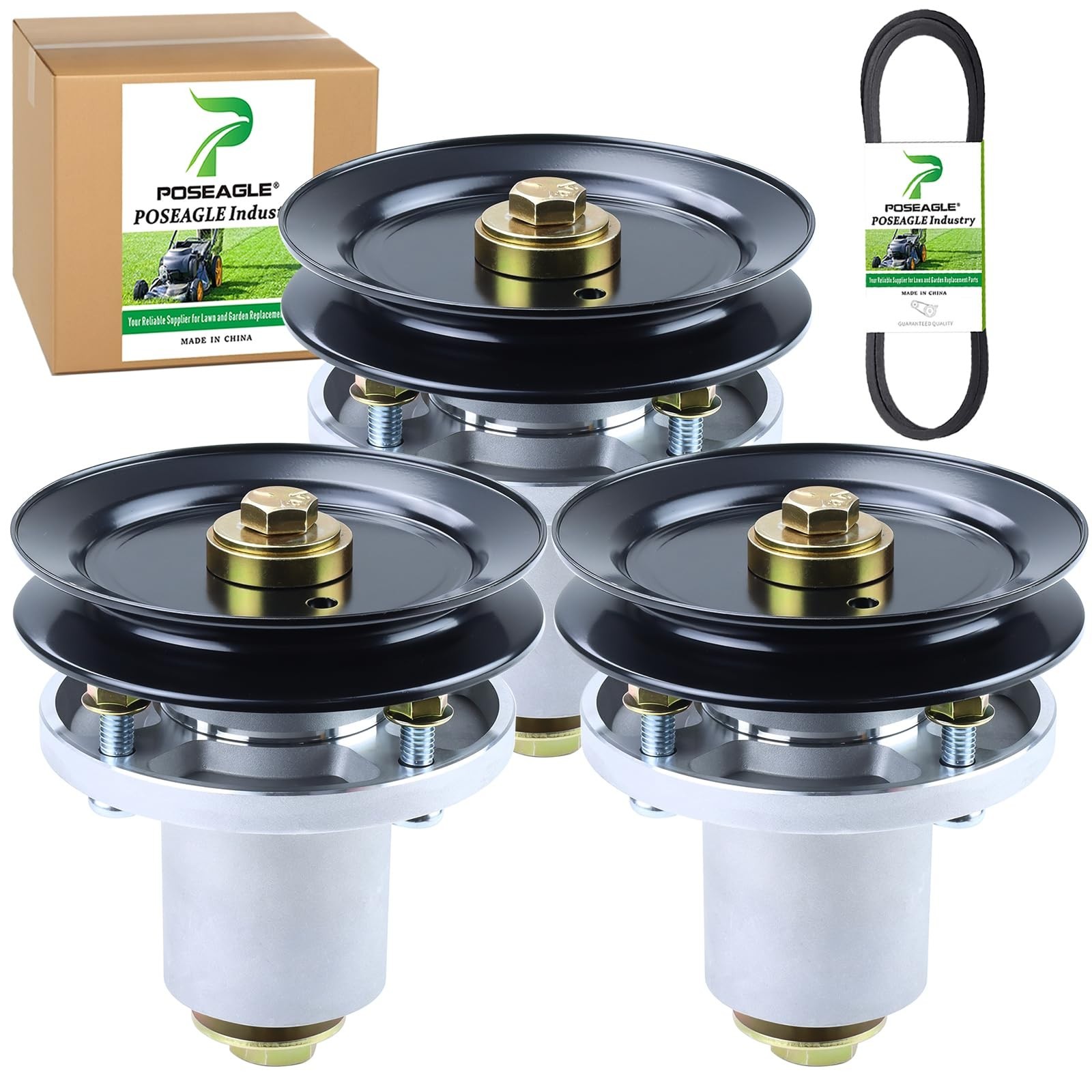 Hustler 54in Spindle Assembly 3 Pack with Pulley and Belt gallery