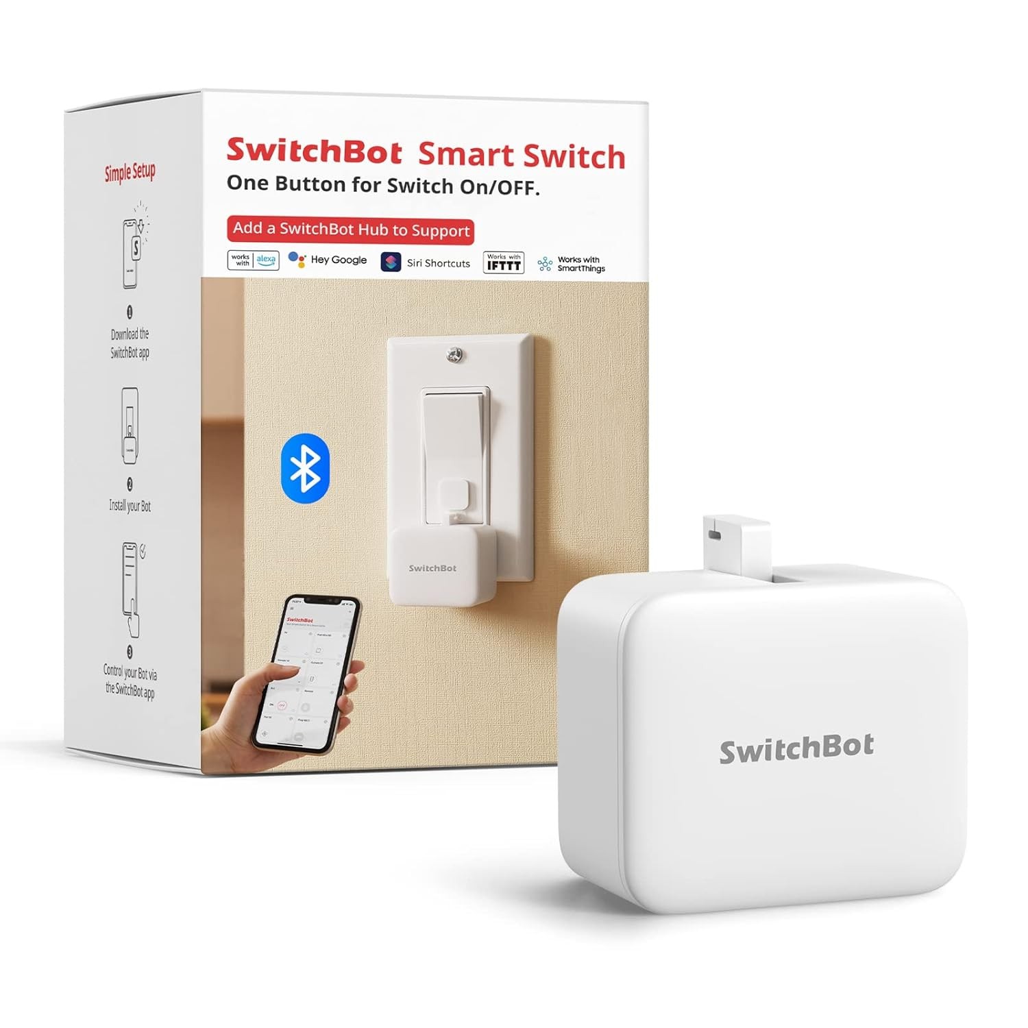 Switchbot Smart Switch Button Pusher (Bluetooth) App Timer Control, No Wiring gallery