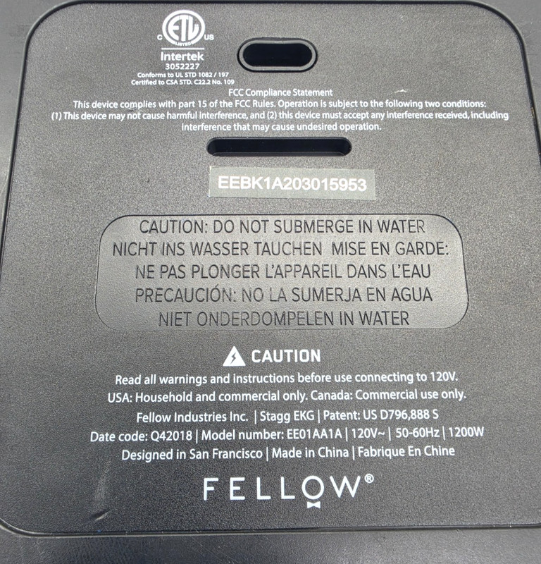 Fellow Stagg EKG Plus Electric Pour Over Kettle Base ONLY - EE01AA1 gallery