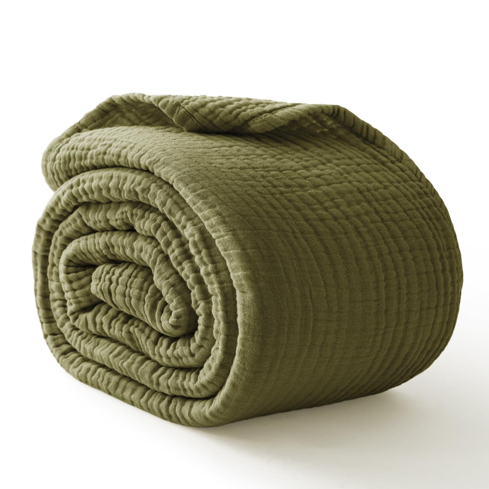 100% Cotton Muslin Throw Blanket Cooling Summer Olive Green 50x70 Inch gallery