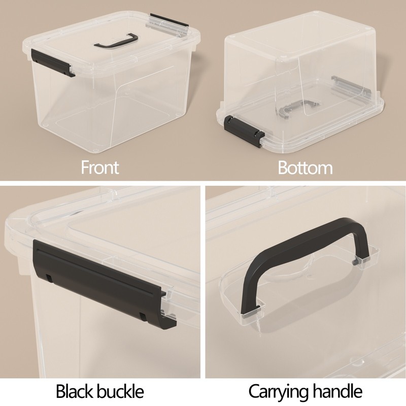 6PCS 12 Quart Latching Storage Box Stackable Bin w/ Latch Lid Plastic Container gallery