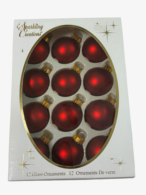 Sparkling Creations Red Glass Christmas Ornaments Set Of 12 Small Round Baubles gallery