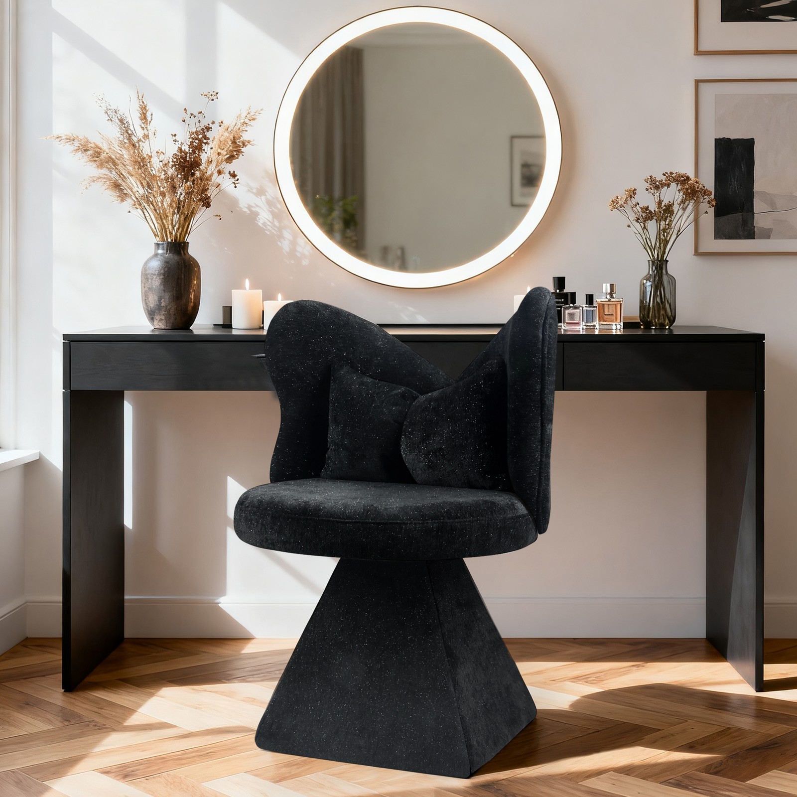 Vanity Chair Bedroom Butterfly Back Makeup Stool Living Room Dining Room Black gallery