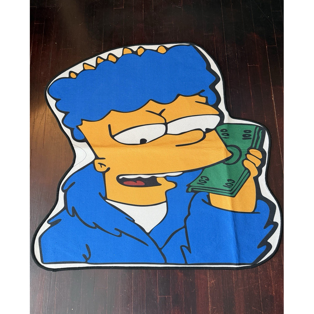 Cartoon Pattern Custom Shape Area Rug Blue Yellow Green Modern Style