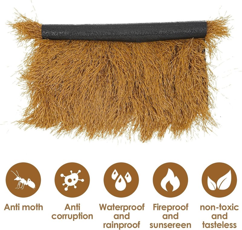Artificial Thatch Grass Roof Roll 19.7ft x 19.7in Fireproof Waterproof Tiki Bar gallery