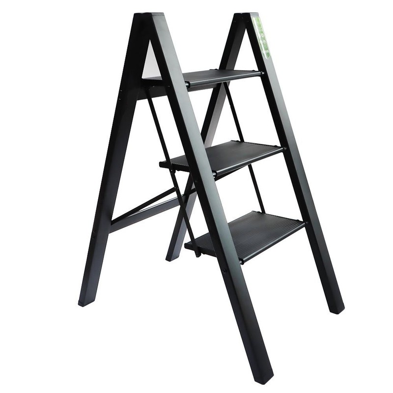 3 Step Ladder Folding Step Stool With Wide Anti-Slip Pedal Carbon Steel Black gallery