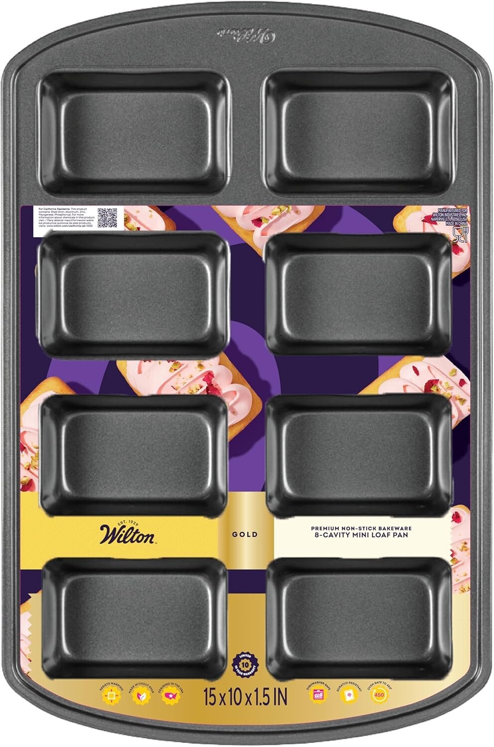 Perfect Results Non-Stick Mini Loaf Pan 8-Cavity 15.2 in X 9.5 in X 1. Gray Bake gallery