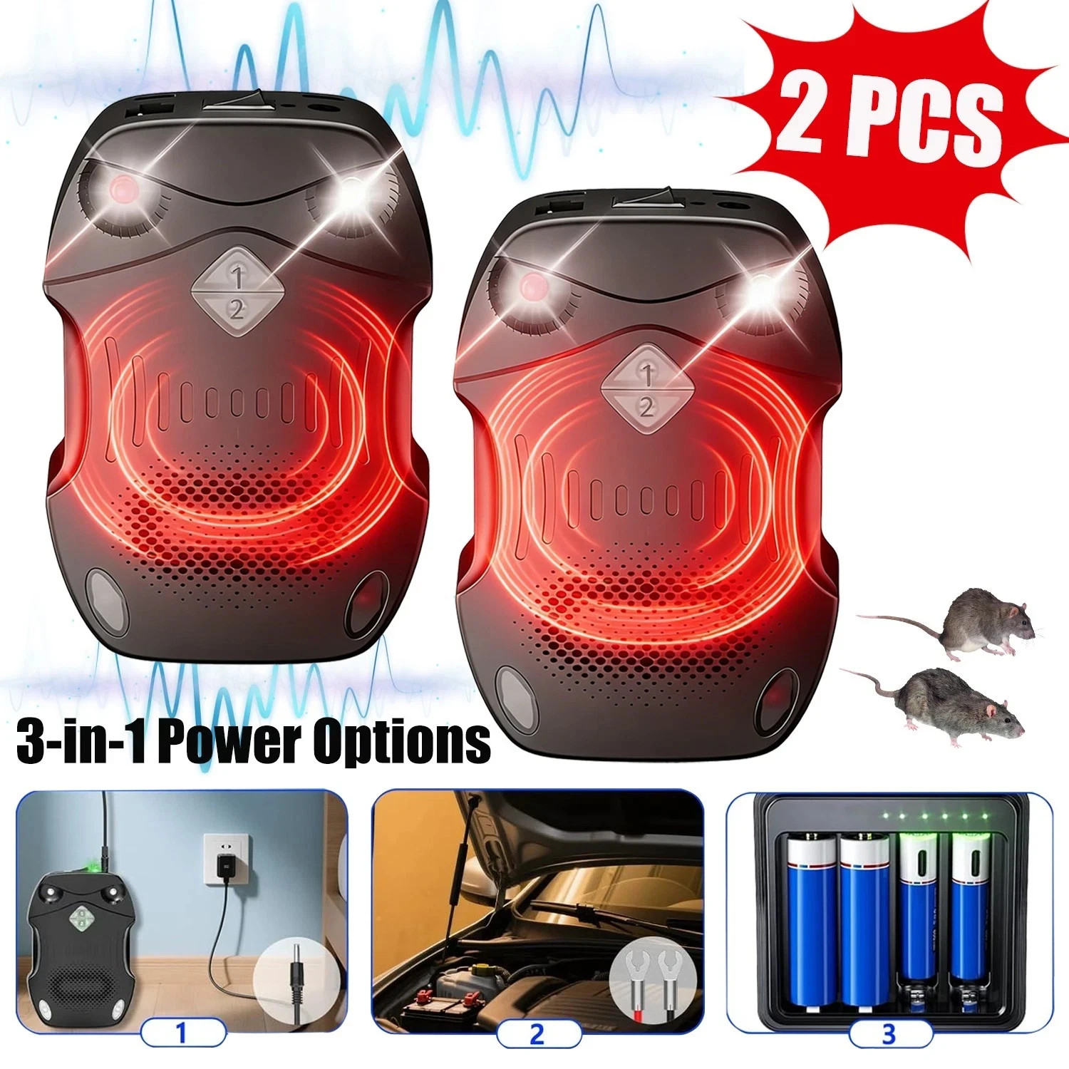 2 PCS For CAR RAT RODENT DETERRENT WIRE ENGINE CONTROL ULTRASONIC MOUSE REPELLER gallery
