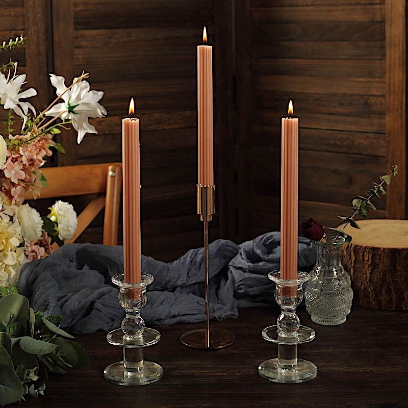 5 Unscented 9 in Premium Wax Taper CANDLES Ribbed Design Party Events Supplies gallery