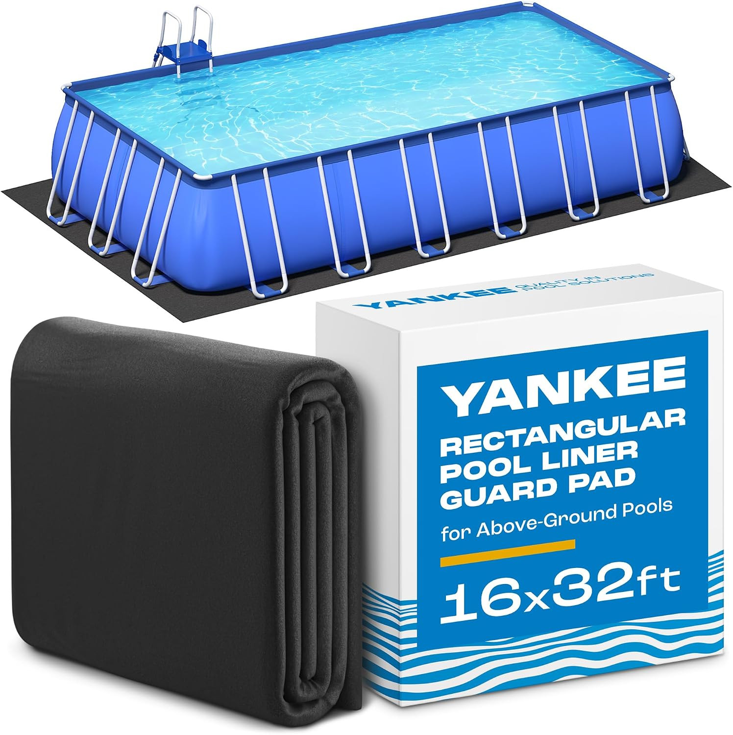 Yankee Pool Liner Pad, 16X32 Ft Rectangular Puncture Proof Pool Mat, above Groun gallery