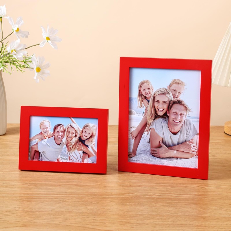 8x10 Picture Frame Solid Wood Shatter Resistant 8x10/5x7 Red 1 Pack for Wall Dec gallery