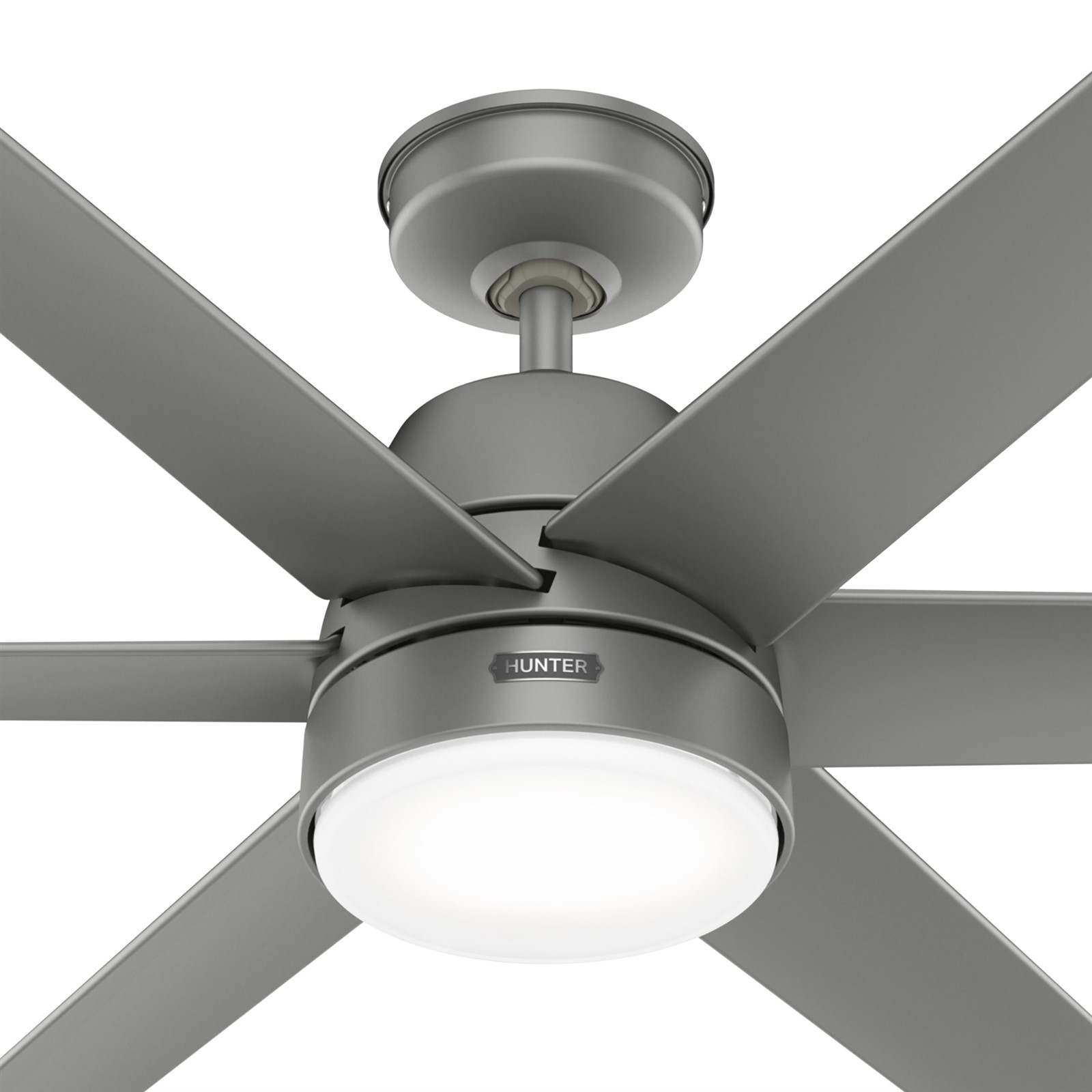 Hunter Fan 60 inch Matte Silver Outdoor Ceiling Fan with LED Light and 6 Blade gallery