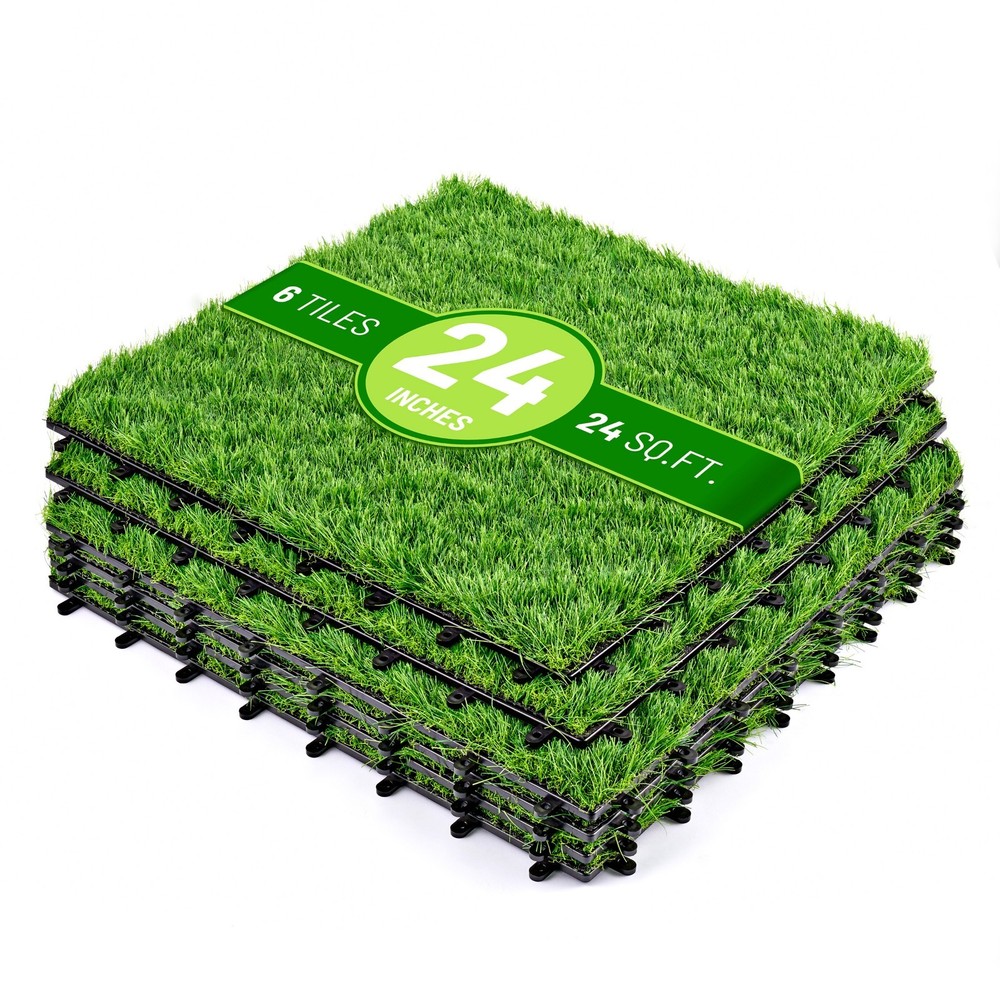 Sorbus Artificial Interlocking Grass Tiles 24"x24", 24Sq Ft and 48Sq Ft
