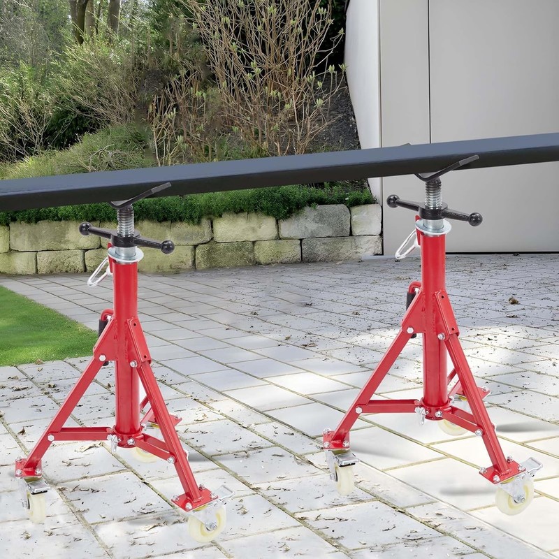 1100lbs V-Head Pipe Stand with Casters Welding Stand Adjustable Height 28-52 IN gallery